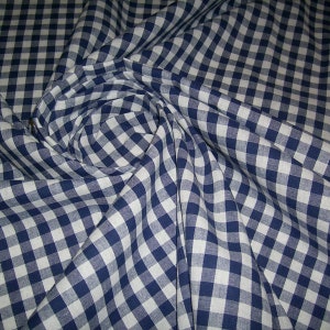 Cotton fabric check farmer's check navy blue