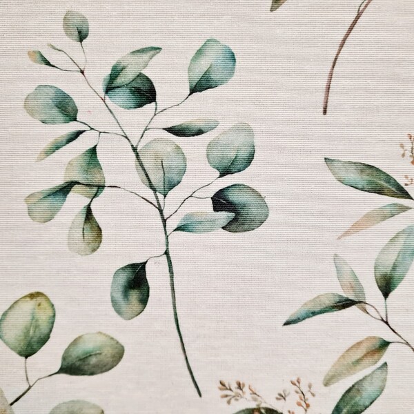 Fabric by the meter coated "Garicia" Eucalyptus White Green