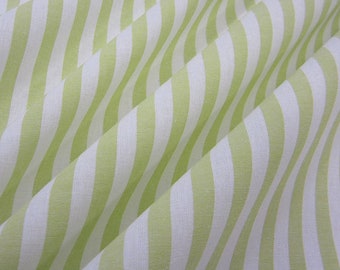 Tissu coton lime vert anis blanc rayé 1 cm