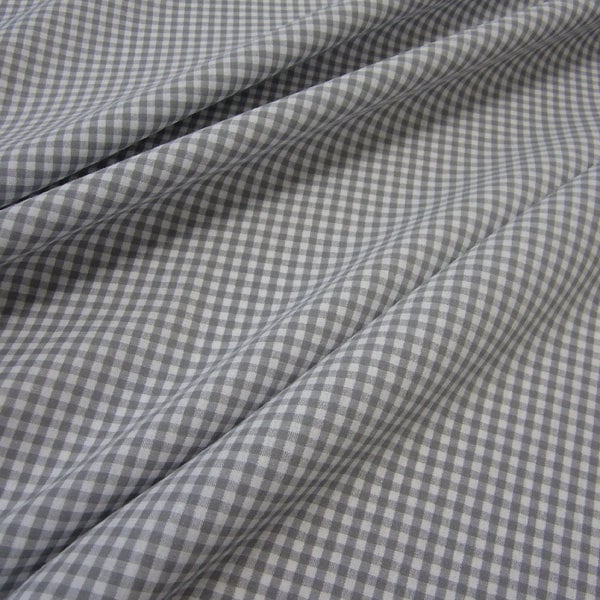 Vichy de tissu tissu coton Plaid gris 4 mm