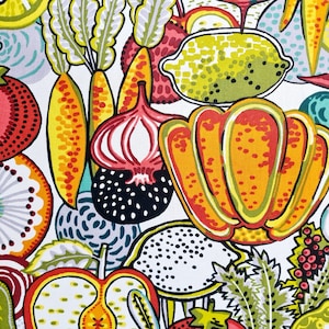 Fabric by the meter cotton &quot;Veggie&quot; fruit vegetables colorful retro