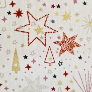 Fabric Cotton &quot;Jultid&quot; cream stars Advent Christmas 0.5 m