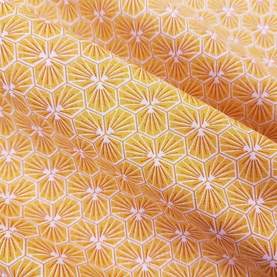 Meterware Stoff Blumen Gelb Stoff Baumwolle Meterware Gelb Safran