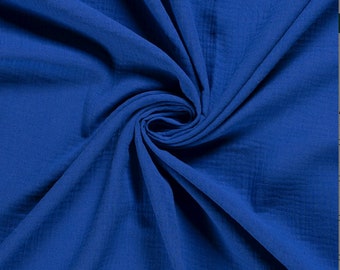 Fabric cotton muslin cheesecloth royal blue uni