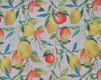 Fabric sold by the meter coated "Bella Italia" lemon orange checks
