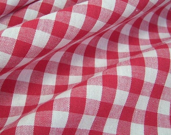 Cotton fabric, farmhouse check, red and white check, 1 cm