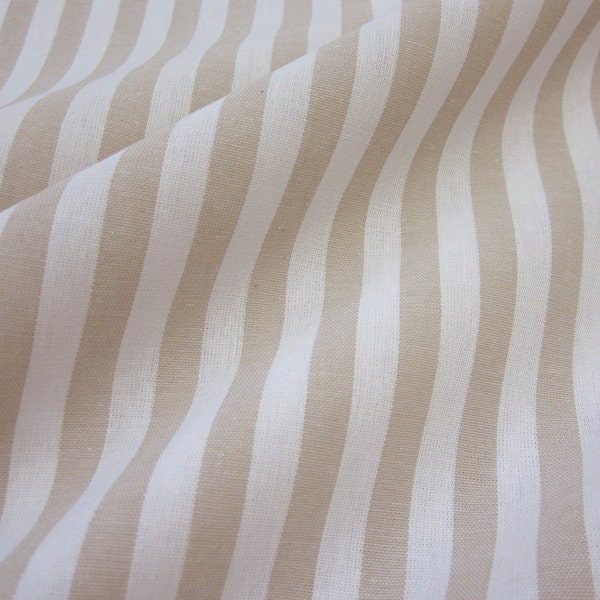 Fabric cotton fabric beige White stripes