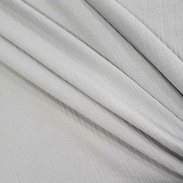 Fabric cotton muslin mull cloth light grey uni