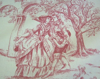 Toile De Jouy Coton Imprimée Pastorale En Marron - Vente Au Demi-mètre, Idéale Pour Déco Et Artisanat