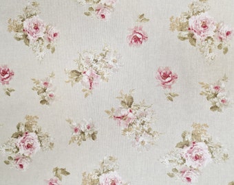 Fabric sold by the meter cotton easy-care "Roses" natural