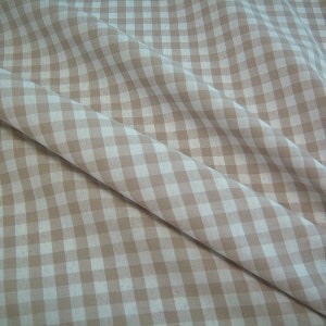 Cotton fabric peasant check beige white check