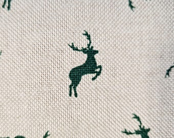 Fabric by the meter Cotton easy to care for nature "Jumping deer" fir green Hunting