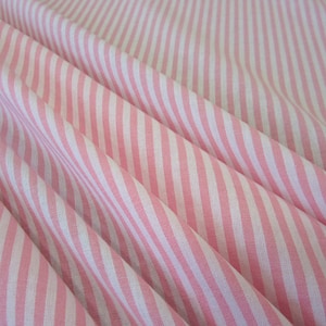 Fabric cotton pink white stripes striped 4 mm