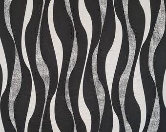 Fabric by the meter cotton "Chuck" abstract black ecru retro