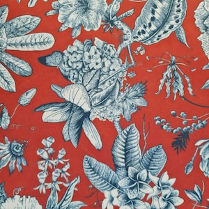 Fabric by the meter decorative velvet &quot;Pivoine&quot; Velours Velvet Terracotta Ecru Petrol