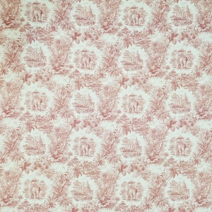 Fabric Viscose &quot;Maharaja&quot; Jungle Elephant Temple ecru red clothing fabric