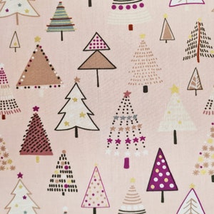 Fabric Cotton &quot;Olle&quot; pale pink Christmas trees Advent Christmas 0.5 m