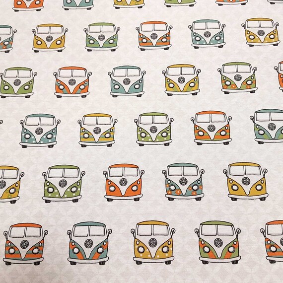 Fabric Meterware Cotton Bulli T1 Front Vw Volkswagen Decozer Etsy