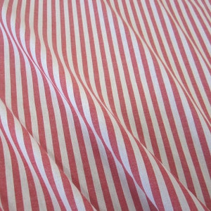 Fabric Cotton Fabric Red white Stripes 1 cm image 2