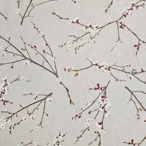 Fabric by the meter cotton fabric natural cherry blossoms Japan branches decorative fabric