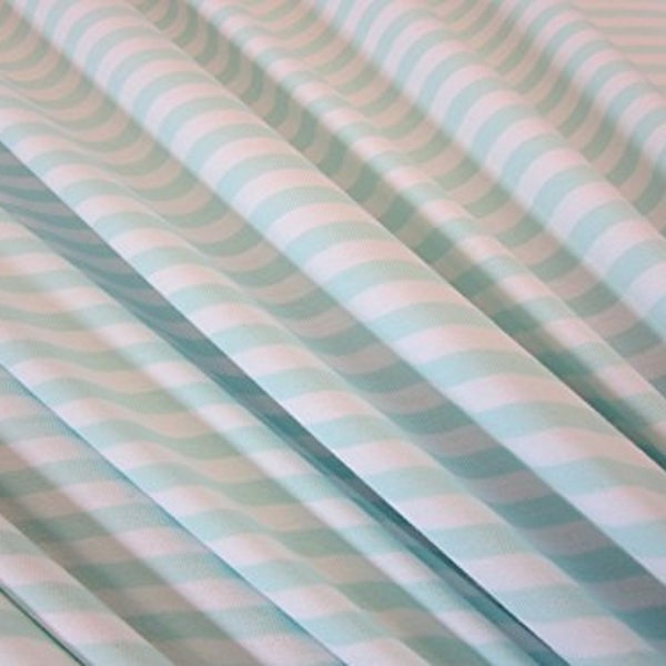 Fabric Cotton Jersey Ringel Stripe mint white