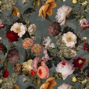 Fabric by the meter Decorative Velvet Velour Velvet Flower Bouquet