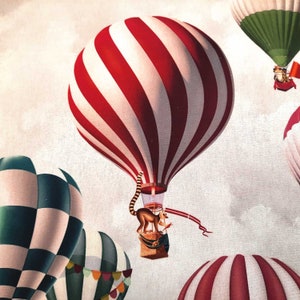 Fabric cotton Montgolfier hot air balloons digital