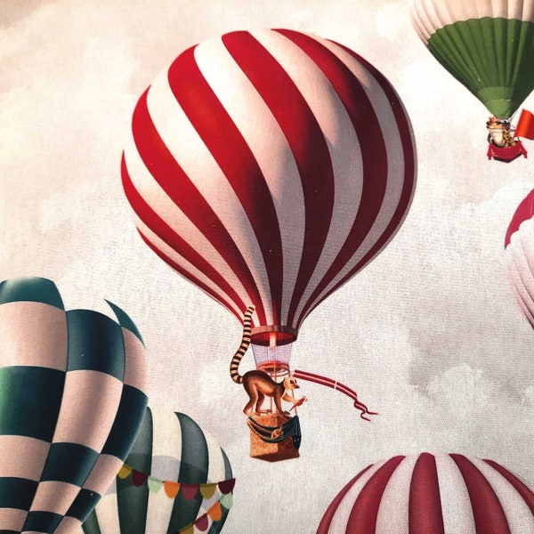 Fabric cotton Montgolfier hot air balloons digital