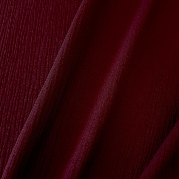 Fabric cotton muslin mull cloth bordeaux red dark red uni