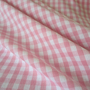 Katoenen stof boerengeruit roze wit geruit