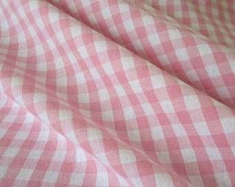 Cotton fabric peasant check pink white check