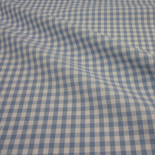 Cotton fabric farmer checkered light blue white