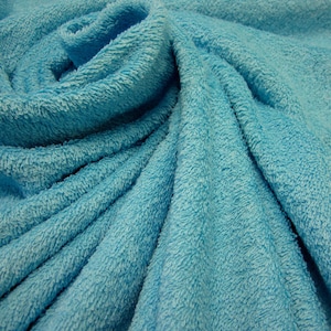 Fabric by the meter cotton terry cloth aqua blue