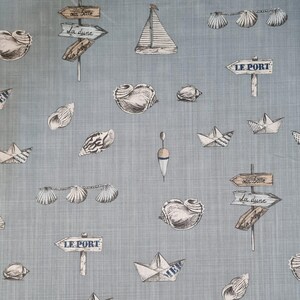 Fabric cotton &quot;Petitbateau&quot; grey-blue maritime linen look 0.5