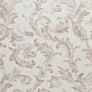 Fabric cotton "Palais" white taupe ornaments nostalgic digital print linen look