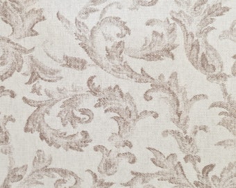 Fabric cotton "Palais" white taupe ornaments nostalgic digital print linen look