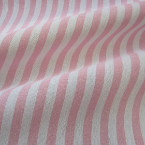 Fabric cotton pink white stripes striped 1 cm