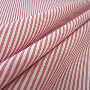 Fabric cotton red white stripes striped 4 mm
