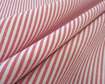 Fabric Cotton red white Stripe striped 4 mm