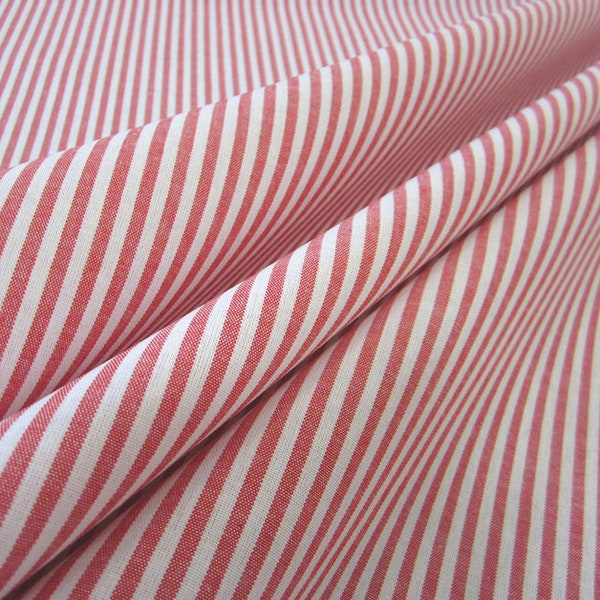 Fabric Cotton red white Stripe striped 4 mm