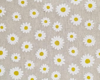 Tela por metros de algodón de fácil cuidado con margaritas naturales "Daisy"