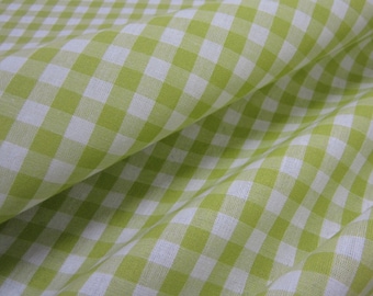 Cotton fabric peasant check anise white check
