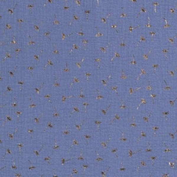 Fabric cotton muslin jeans blue with golden puss flowers mull cloth