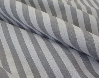 Tissu Coton tissu gris blanc rayures 1 cm