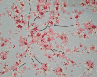 Fabric sold by the meter cotton easy-care "sea of flowers" pastel light blue pink