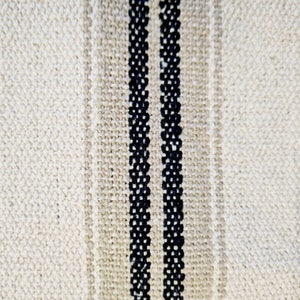 Fabric cotton natural &quot;Montauban&quot; stripes taupe/black Panama heavy