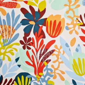 Fabric by the meter Cotton "Oceany" colorful coral shells