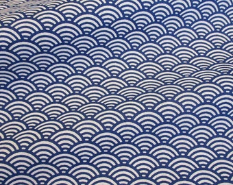 Fabric Cotton Japan Seigaiha Waves blue white