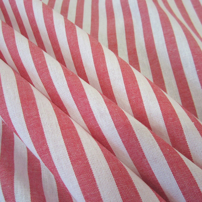 Fabric Cotton Fabric Red white Stripes 1 cm image 1