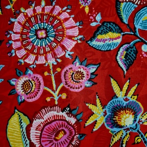Fabric by the meter cotton &quot;Encanto&quot; red colorful flowers